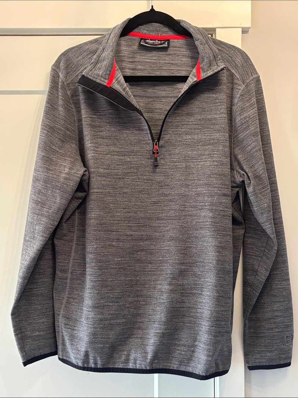 Avalanche Men's Gray Half-Zip Sweater with Red Trim